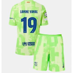 Neuen Kindertrikot FC Barcelona 2024-25 Ausweich Trikotsatz Grün Lamine Yamal 19